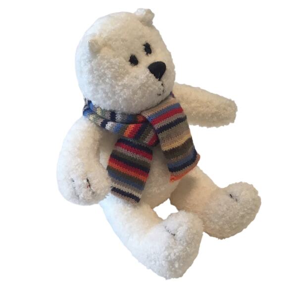 Polar Plush Bear Baby GAP White Striped Knit Scarf Vintage - Picture 8 of 8